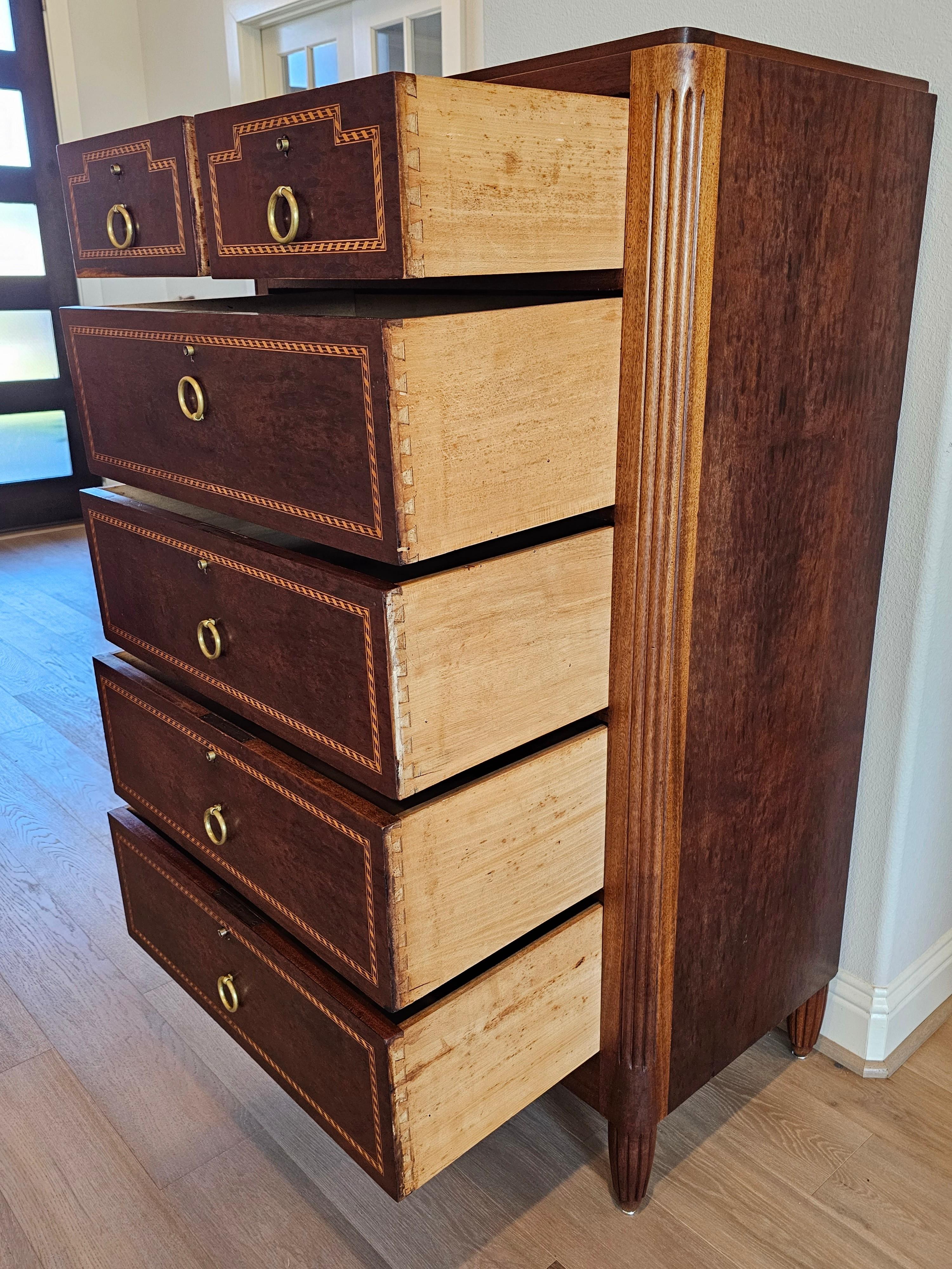 Rare French Art Deco Signed Mercier & Francisque Chaleyssin Chest of Drawers  For Sale 8