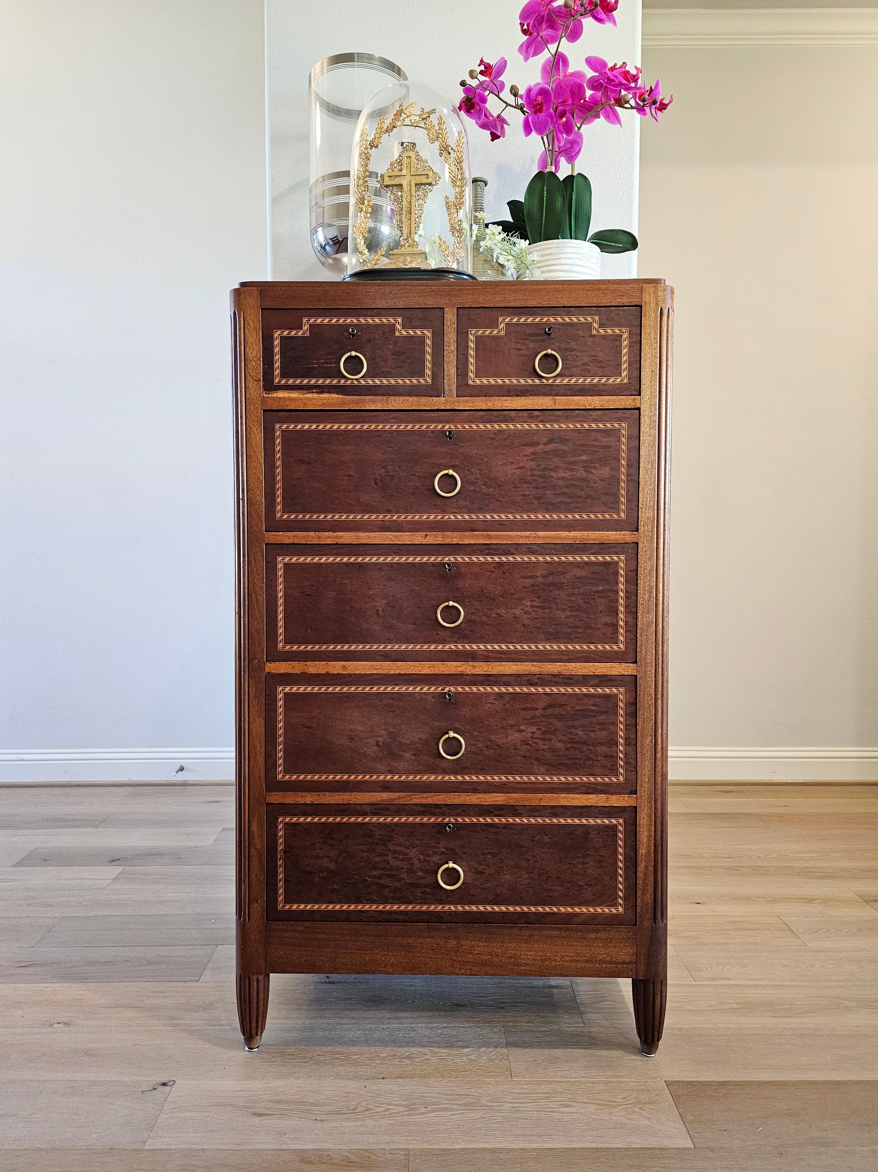 Rare French Art Deco Signed Mercier & Francisque Chaleyssin Chest of Drawers  For Sale 14