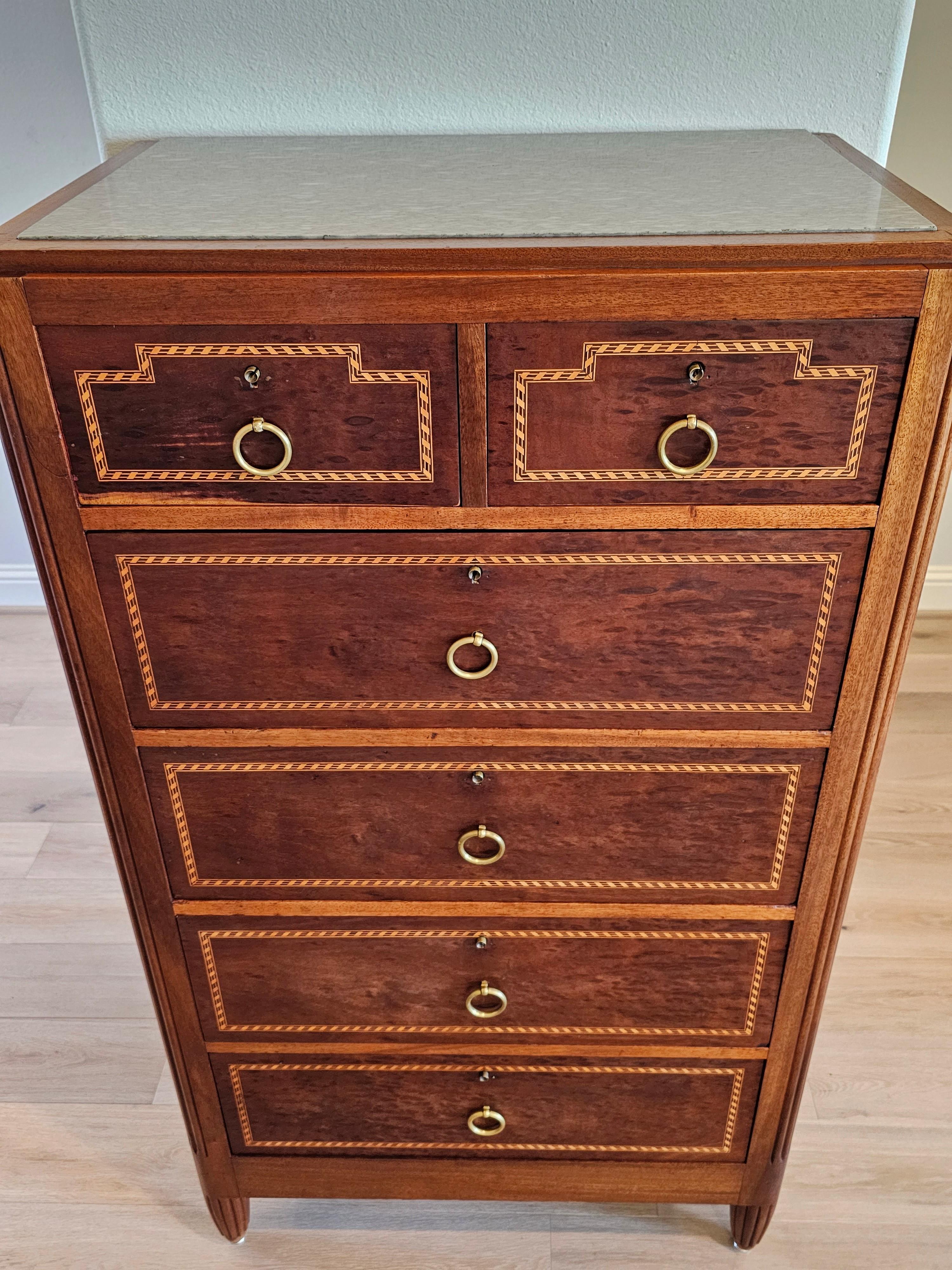 Rare French Art Deco Signed Mercier & Francisque Chaleyssin Chest of Drawers  In Good Condition For Sale In Forney, TX