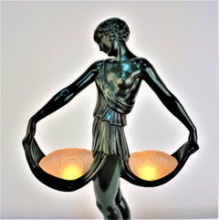 Rare French Art Deco Table Lamp Sculpture by Fayral