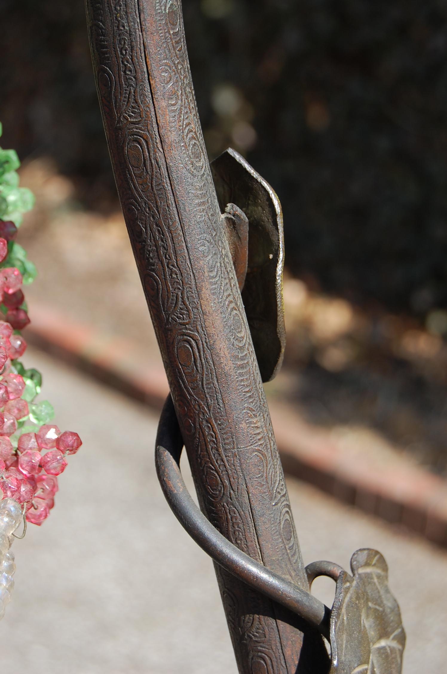Rare French Art Nouveau Bronze Floor Lamp with Embossed Leaves, Flowers & Birds For Sale 1