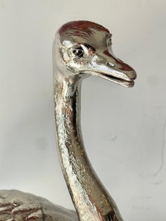 Seltene französische Jugendstil-Bronzeskulptur Tischlampe mit Straußenei