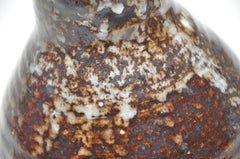 Rare French Art Nouveau Brown Speckled Japonist Vase by Leon