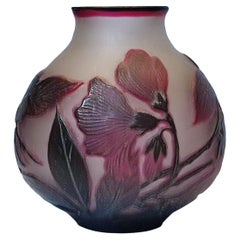 Rare French Art Nouveau Cameo Glass Vase by Emile Galle