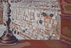 Rare French Aubusson Tapestry - Menorah in front of the Wailing Wall - No. 1663