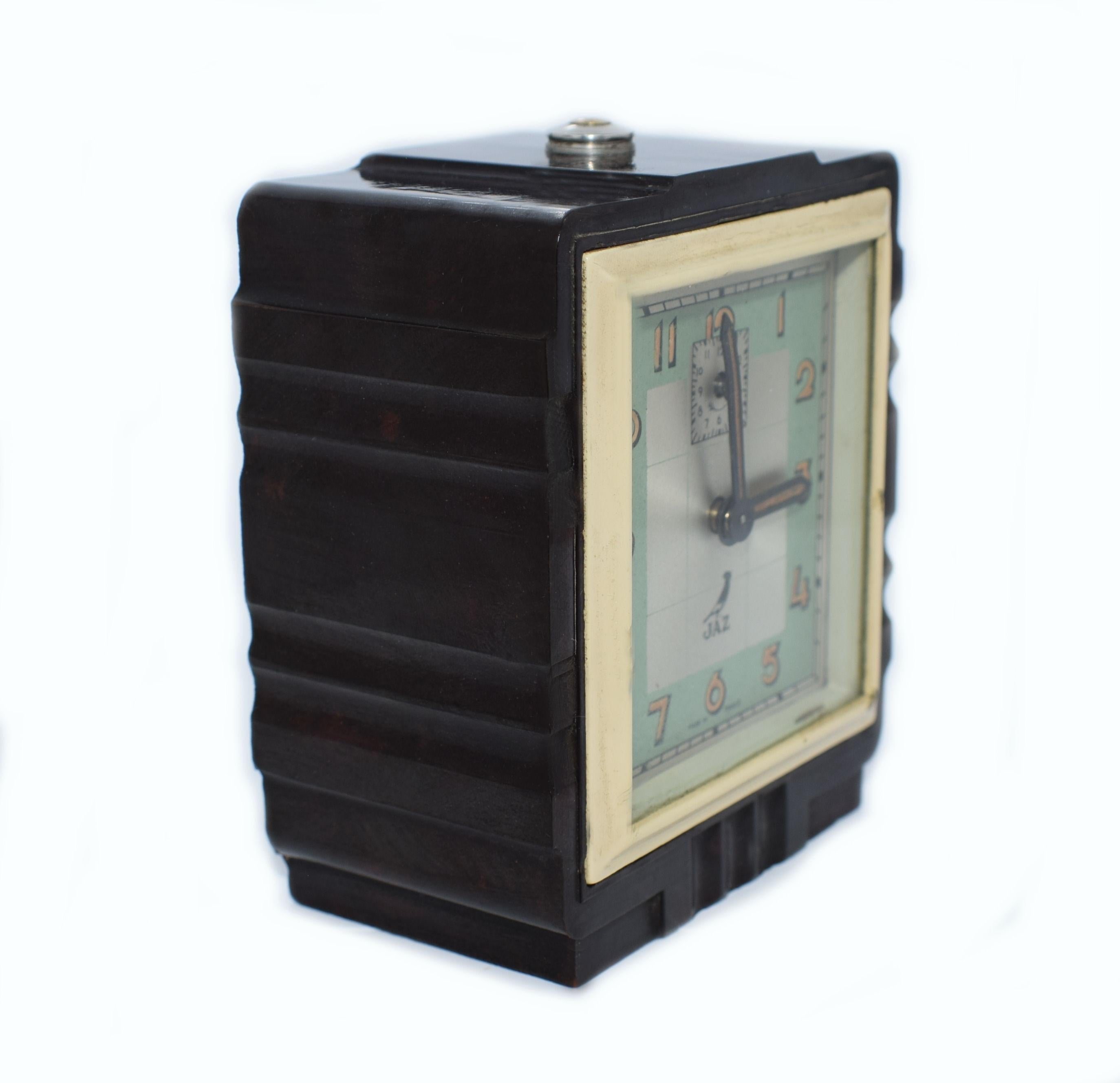Art Deco Rare French Bakelite Miniature Alarm Clock by JAZ