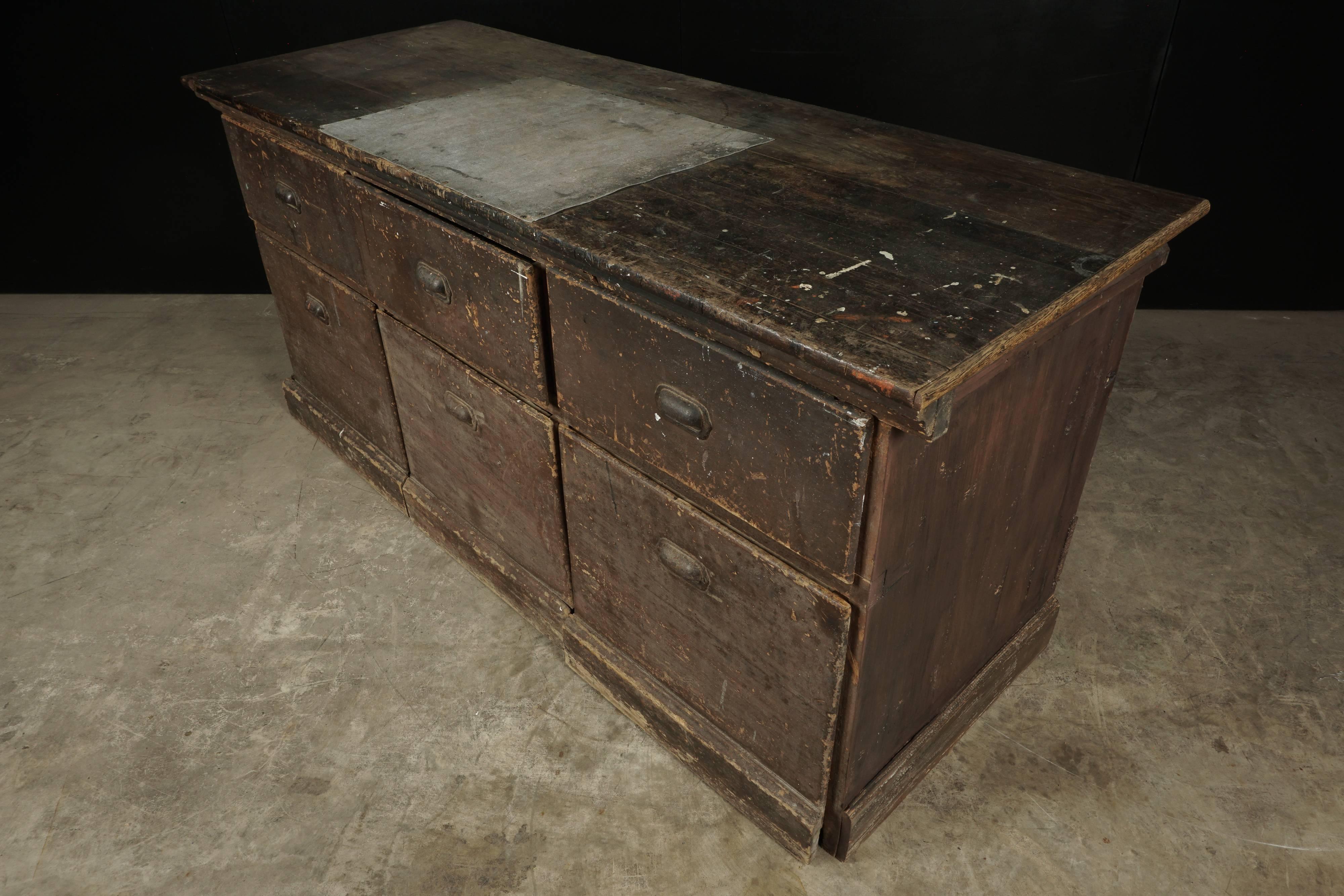 Rare French Bakery Chest from France, circa 1920 In Good Condition In Nashville, TN