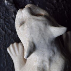 Rare French Bavent Faience Roof Tile Cat with Glass Eyes