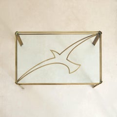 Rara mesa de centro de bronce con motivos de pájaros, de Maison Malabert, década de los 70