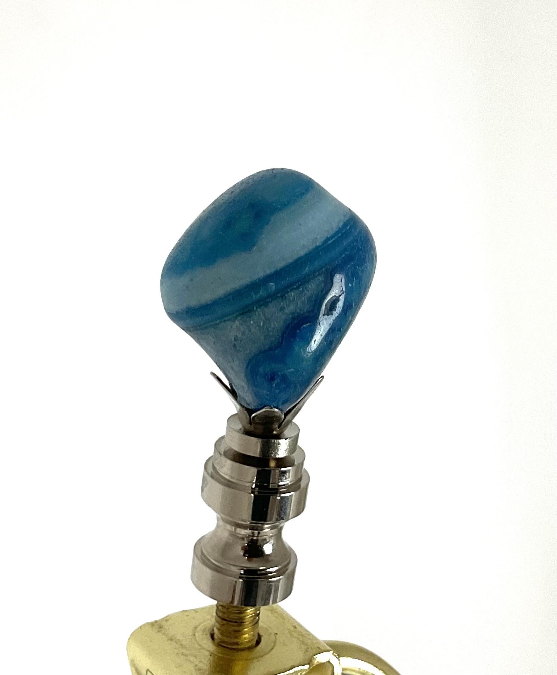 Rare paire de lampes en verre French Opaline bleu en vente 6