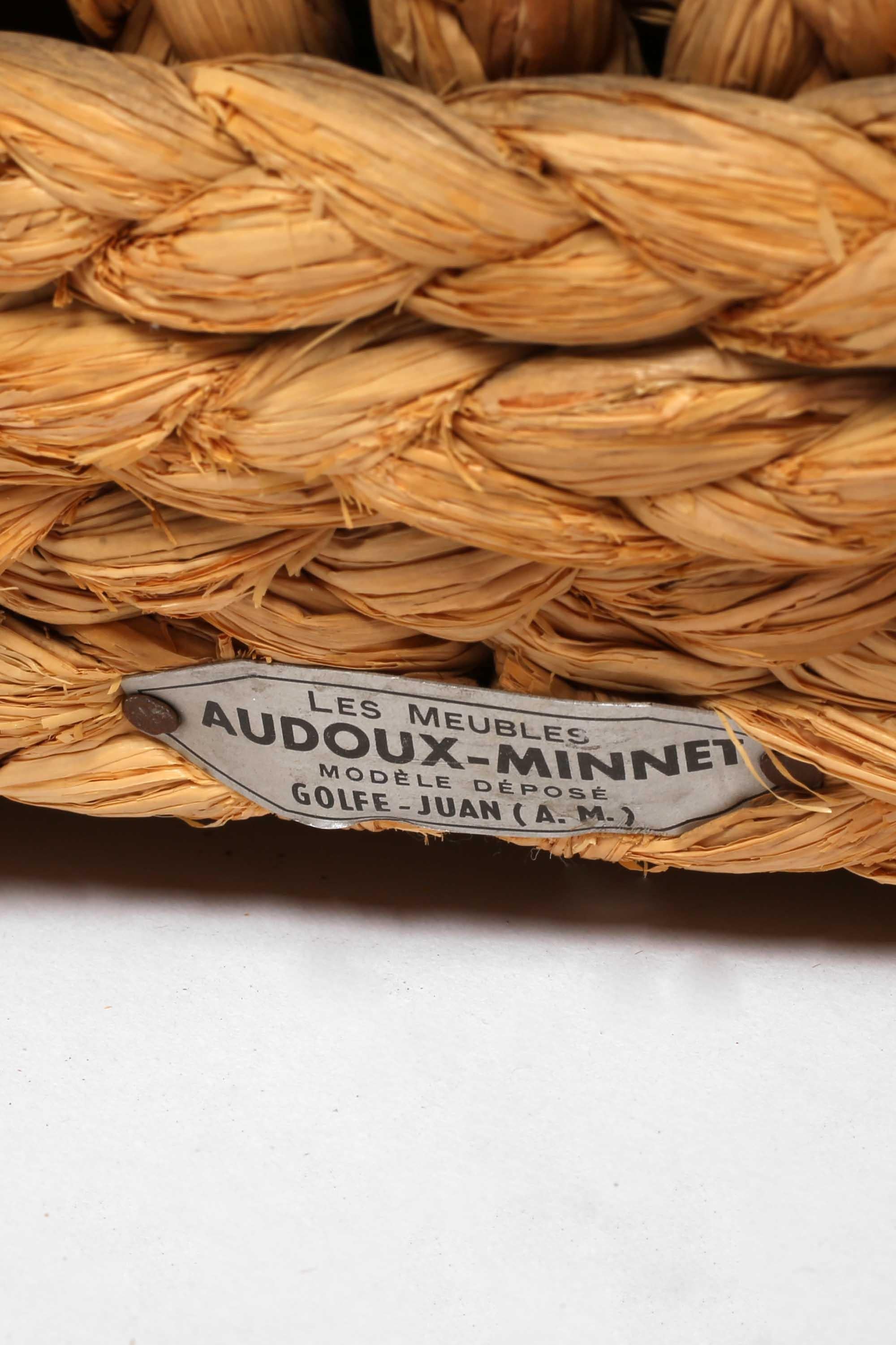 Seltene französische Clubstühle aus geflochtenem Raffia von Adrien Audoux & Frida Minnet im Angebot 14