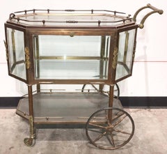 Rare French Brass and Glass Tea Cart