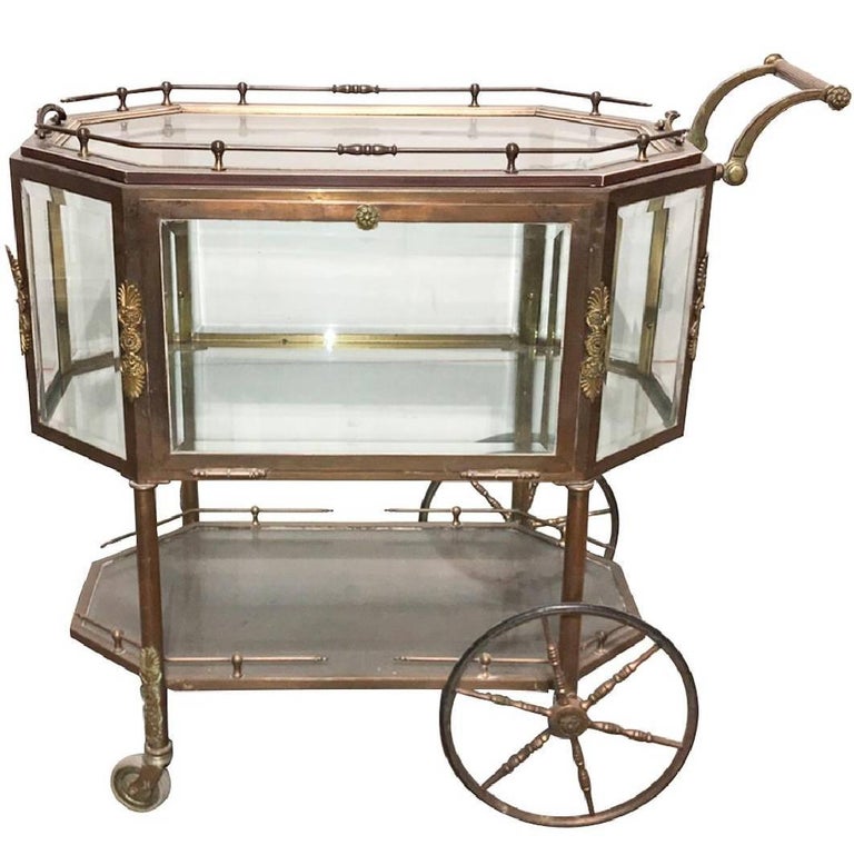 Rare French Brass and Glass Tea Cart at 1stDibs