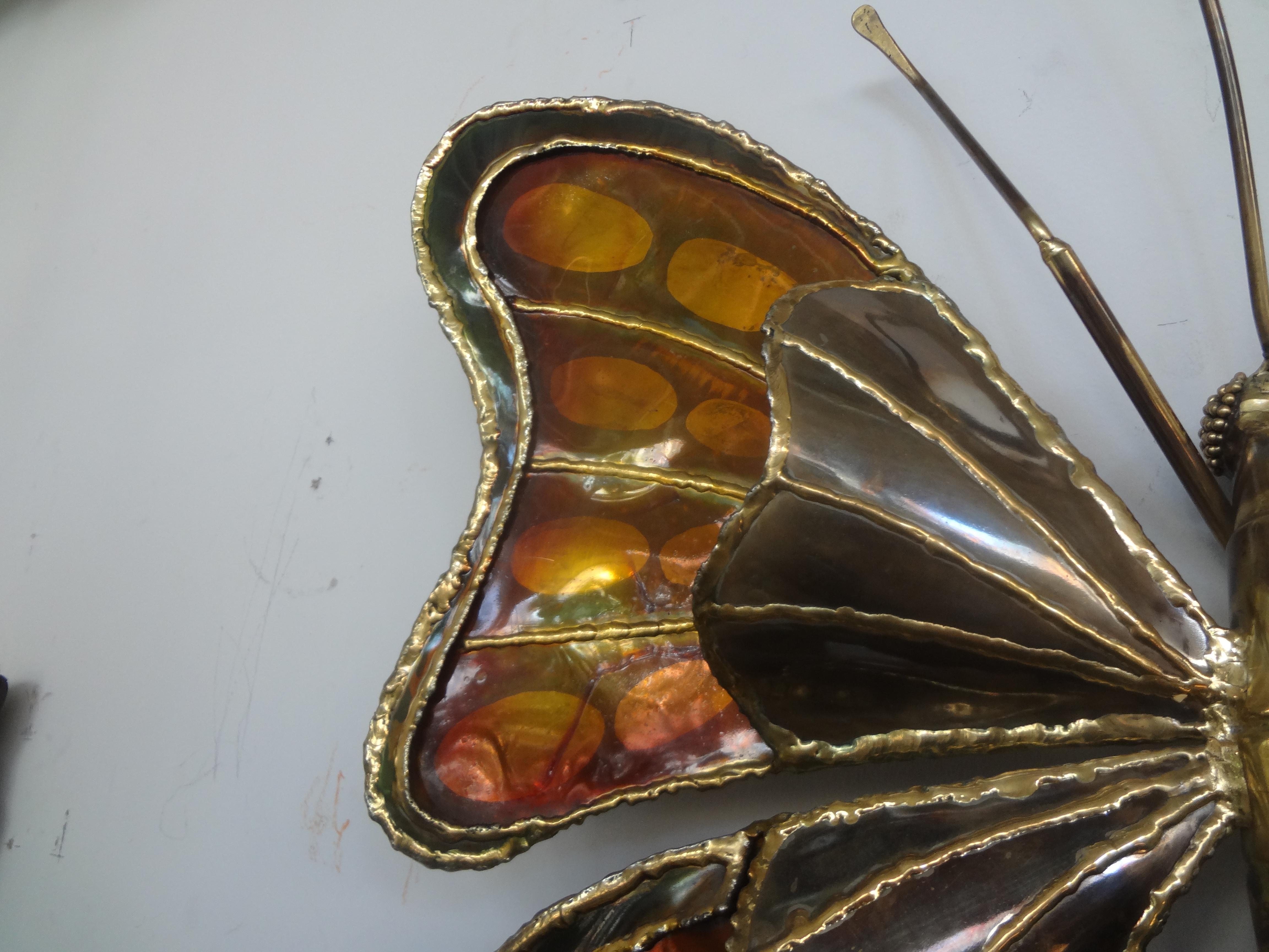 Rare Large French Brass Butterfly Sconce Attributed to Henri Fernandez In Good Condition For Sale In Houston, TX