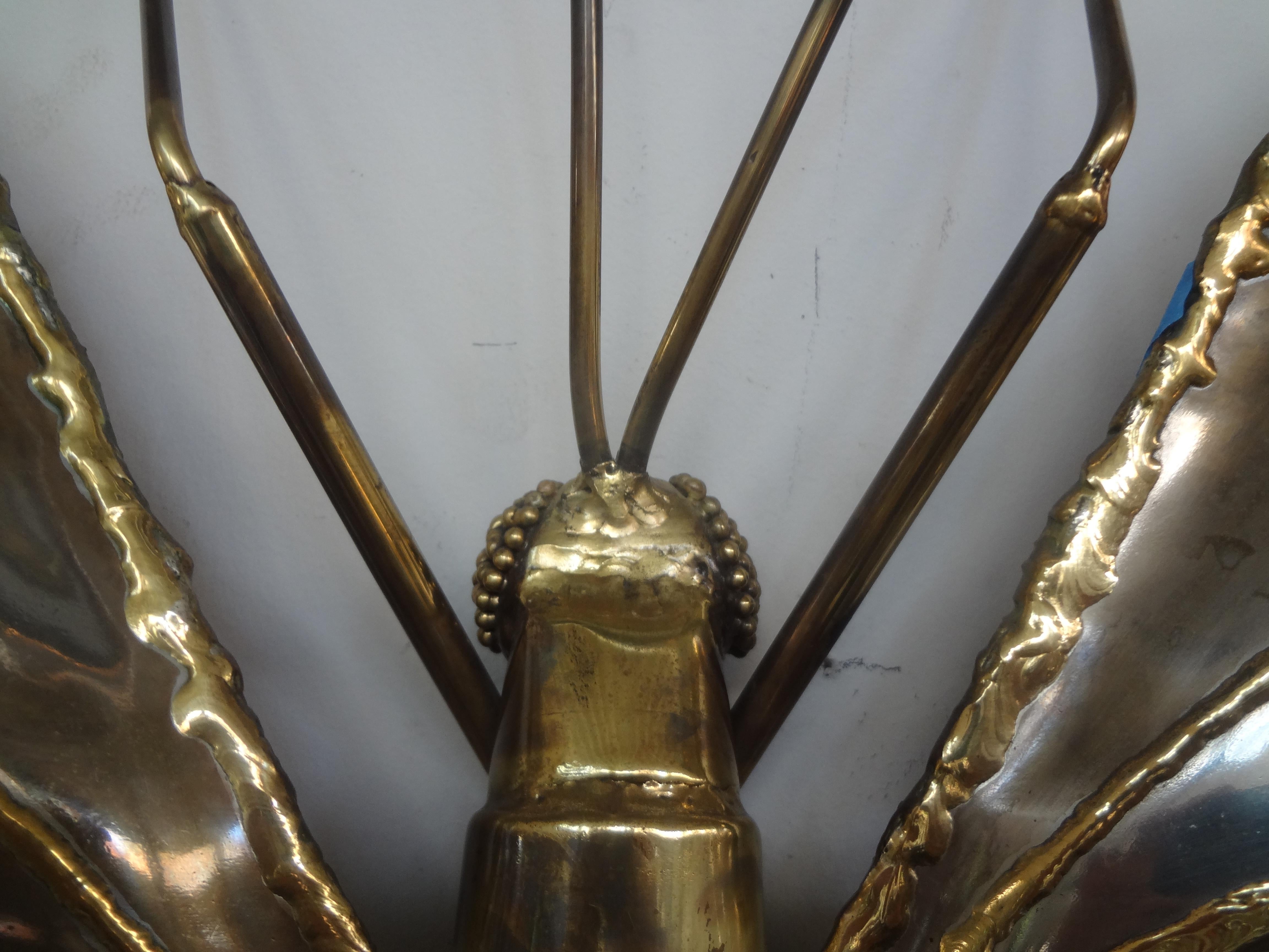 Rare Large French Brass Butterfly Sconce Attributed to Henri Fernandez For Sale 1