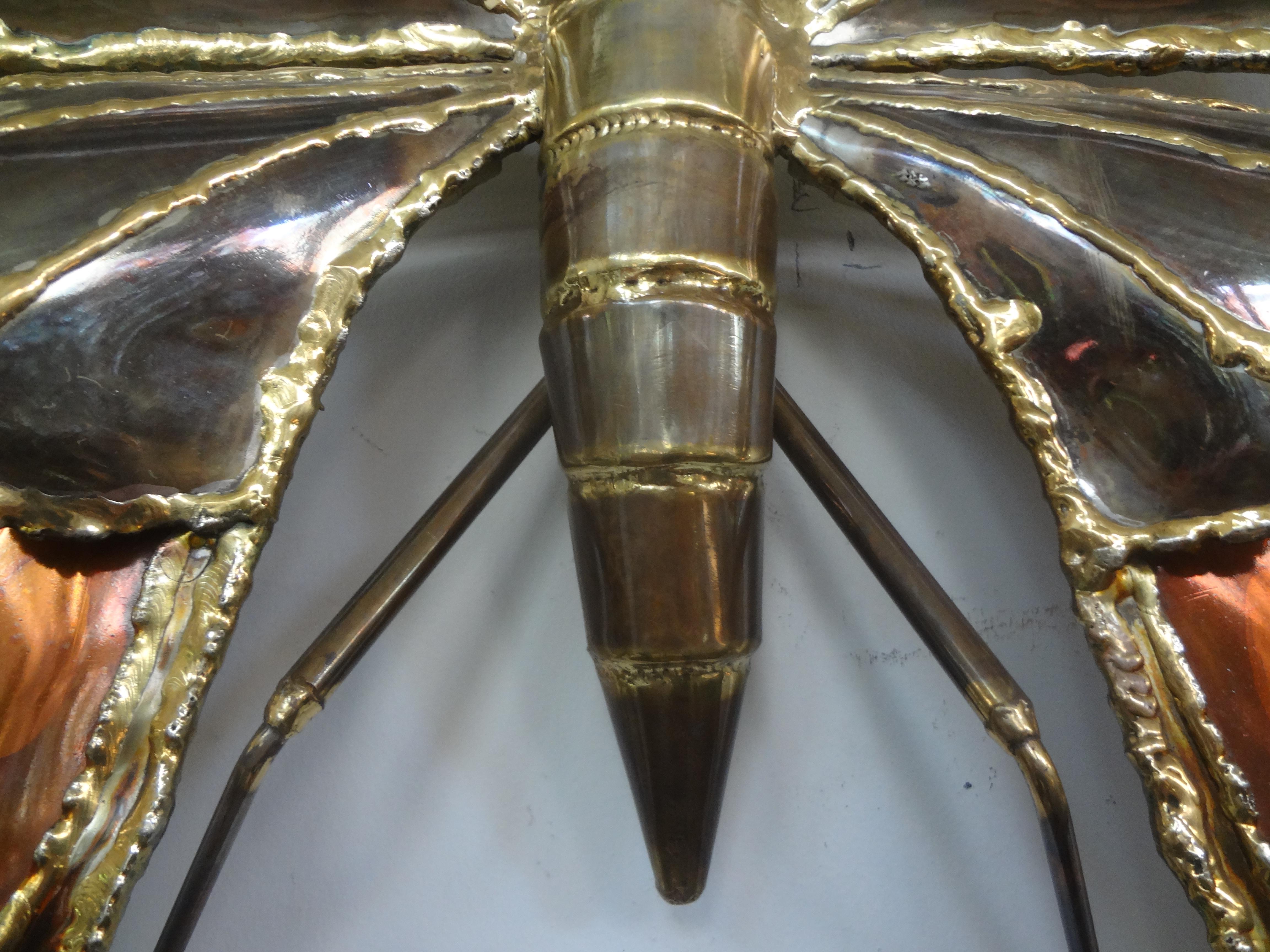 Rare Large French Brass Butterfly Sconce Attributed to Henri Fernandez For Sale 2