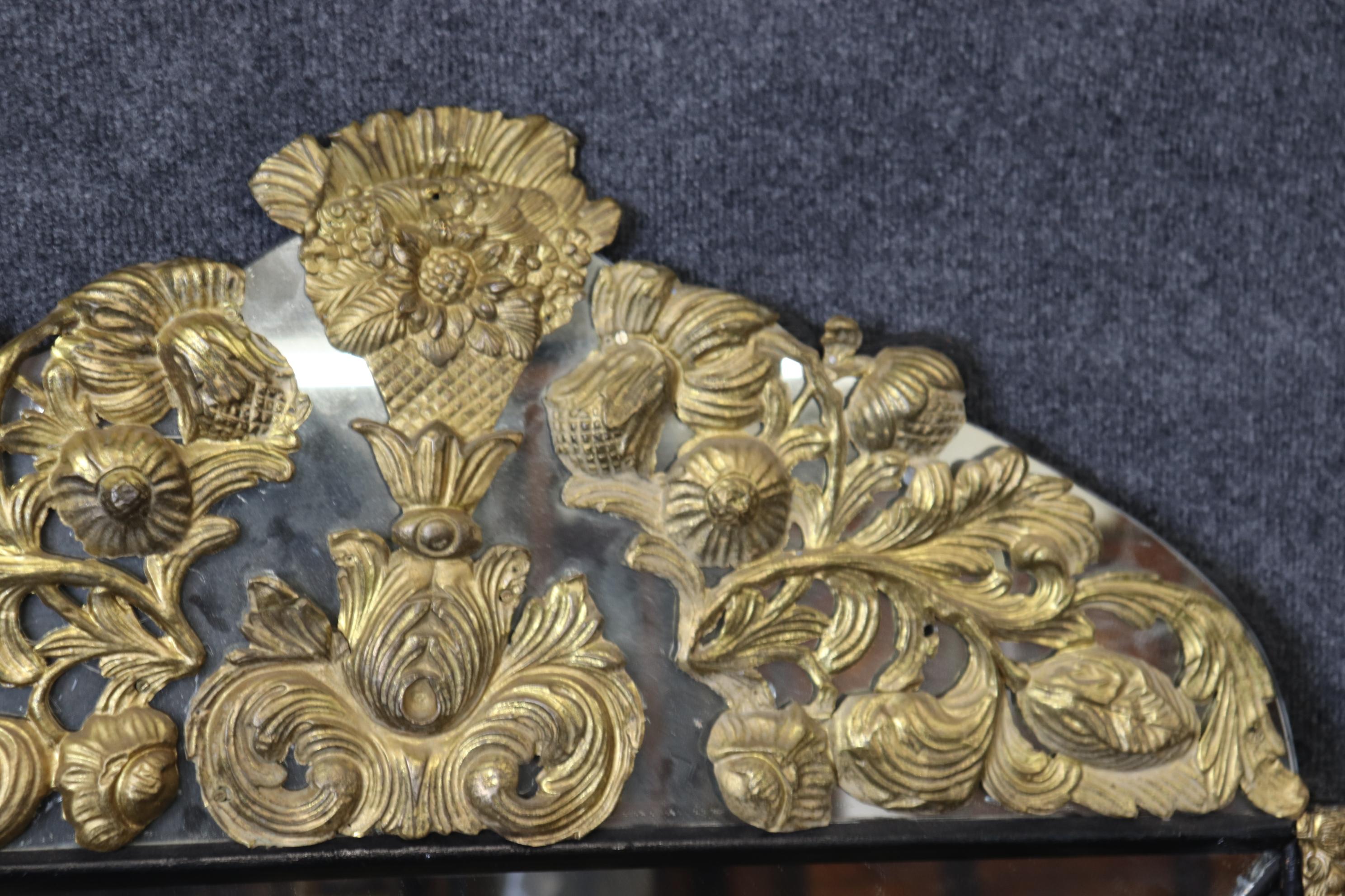 Early 20th Century Rare French Brass Repousse Three-Dimensional Cushion Mirror Circa 1920 For Sale