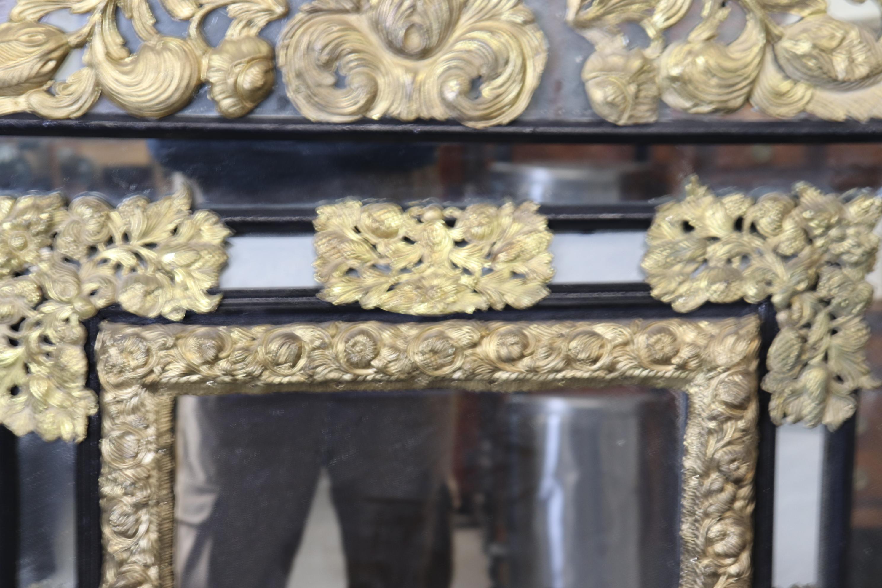Rare French Brass Repousse Three-Dimensional Cushion Mirror Circa 1920 For Sale 2