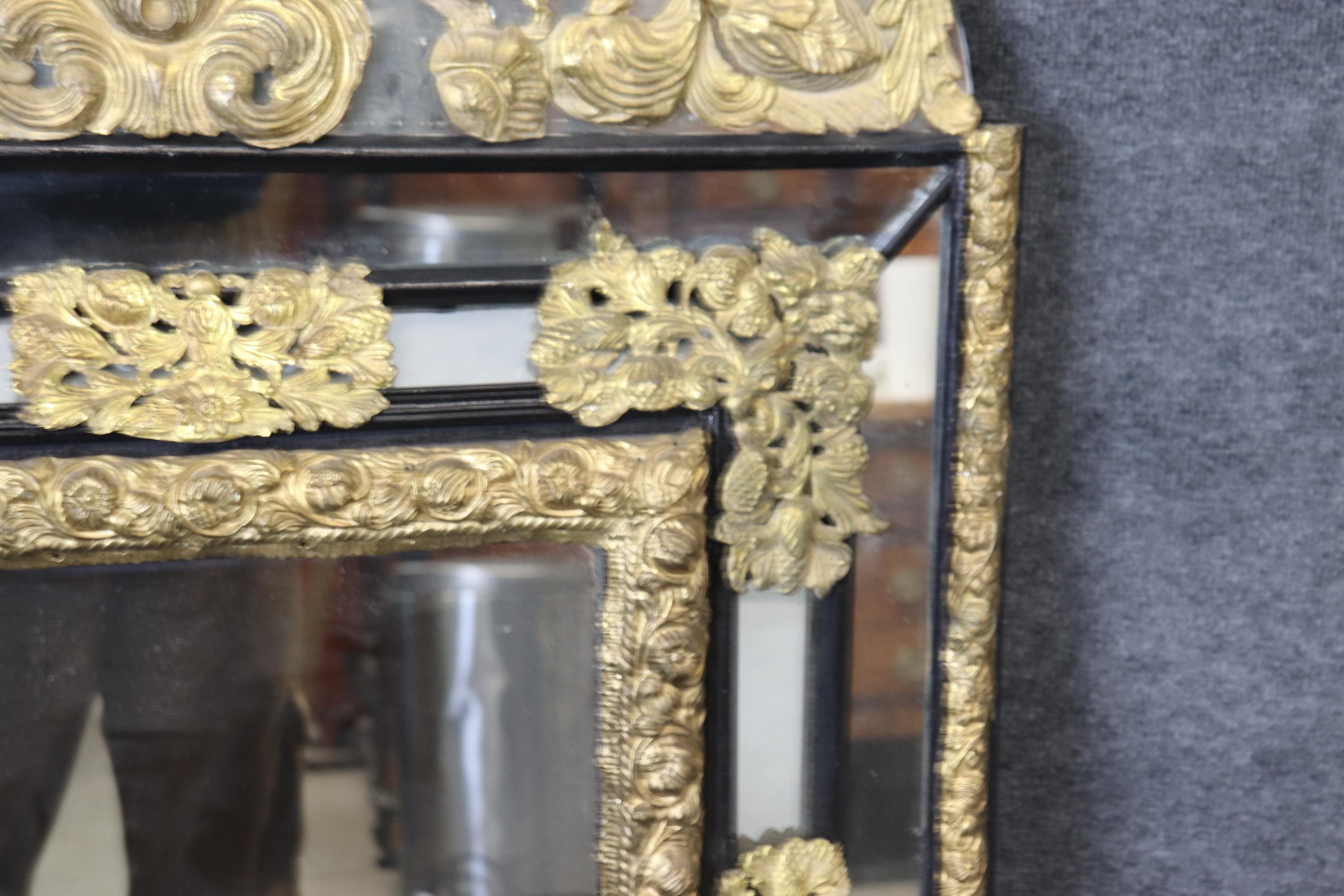 Rare French Brass Repousse Three-Dimensional Cushion Mirror Circa 1920 For Sale 3