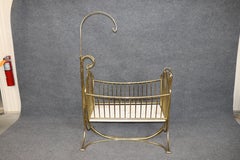 Rare French Brass Swinging Bassinet or Baby Cradle for Antique Bisque Dolls