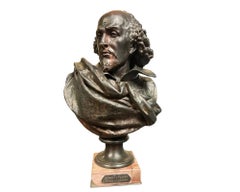 Rare buste français de William Shakespeare par Carrier Belleuse et Pinedo, vers