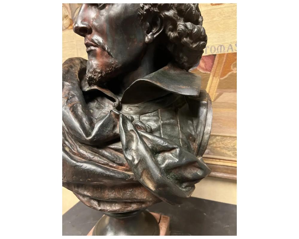 Rare French bronze bust of William Shakespeare by Carrier Belleuse and Pinedo, c For Sale 2