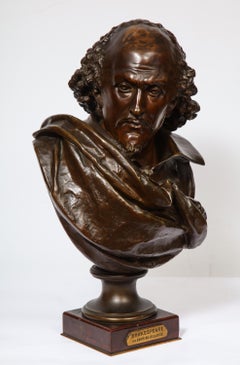 Rare French Bronze Bust of William Shakespeare by Carrier Belleuse and Pinedo