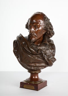 Seltene französische Bronzebüste von William Shakespeare von Carrier Belleuse und Pinedo