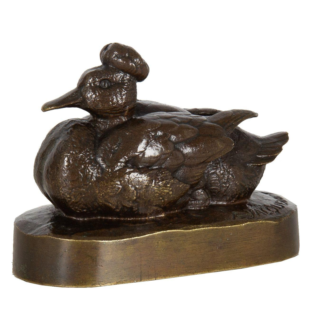 Rare French Bronze Sculpture “Crested Duck” by Henri Alfred Jacquemart In Good Condition For Sale In Shippensburg, PA