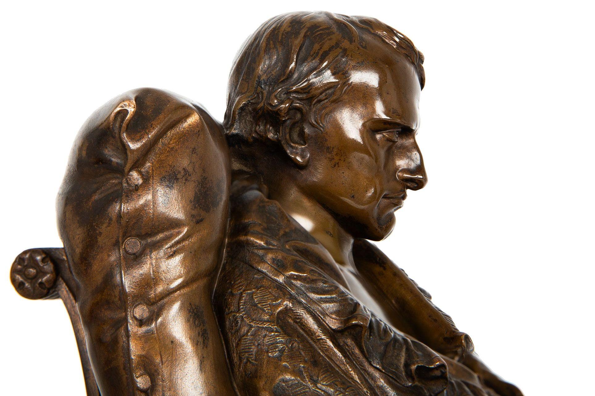 Seltene französische Bronzeskulptur der letzten Tage Napoleons aus Bronze nach Vincenzo Vela im Angebot 10