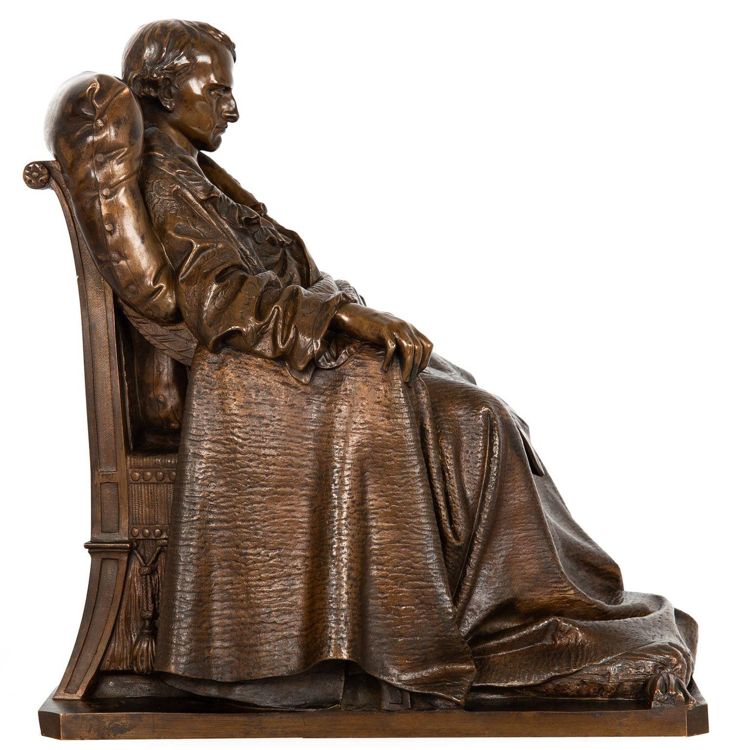 Romantic Rare French Bronze Sculpture “Last Days of Napoleon” after Vincenzo Vela For Sale