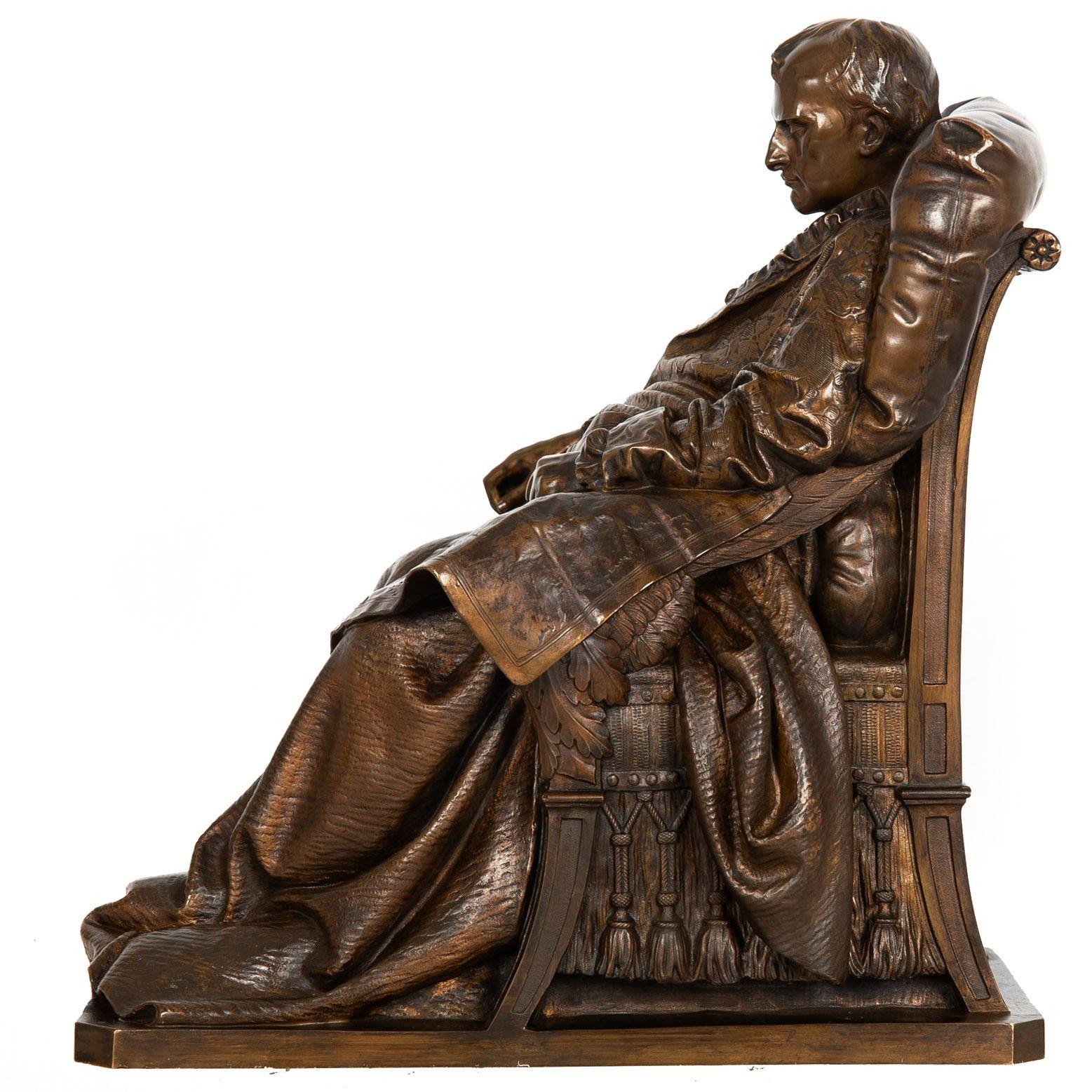 Rare French Bronze Sculpture “Last Days of Napoleon” after Vincenzo Vela In Good Condition For Sale In Shippensburg, PA