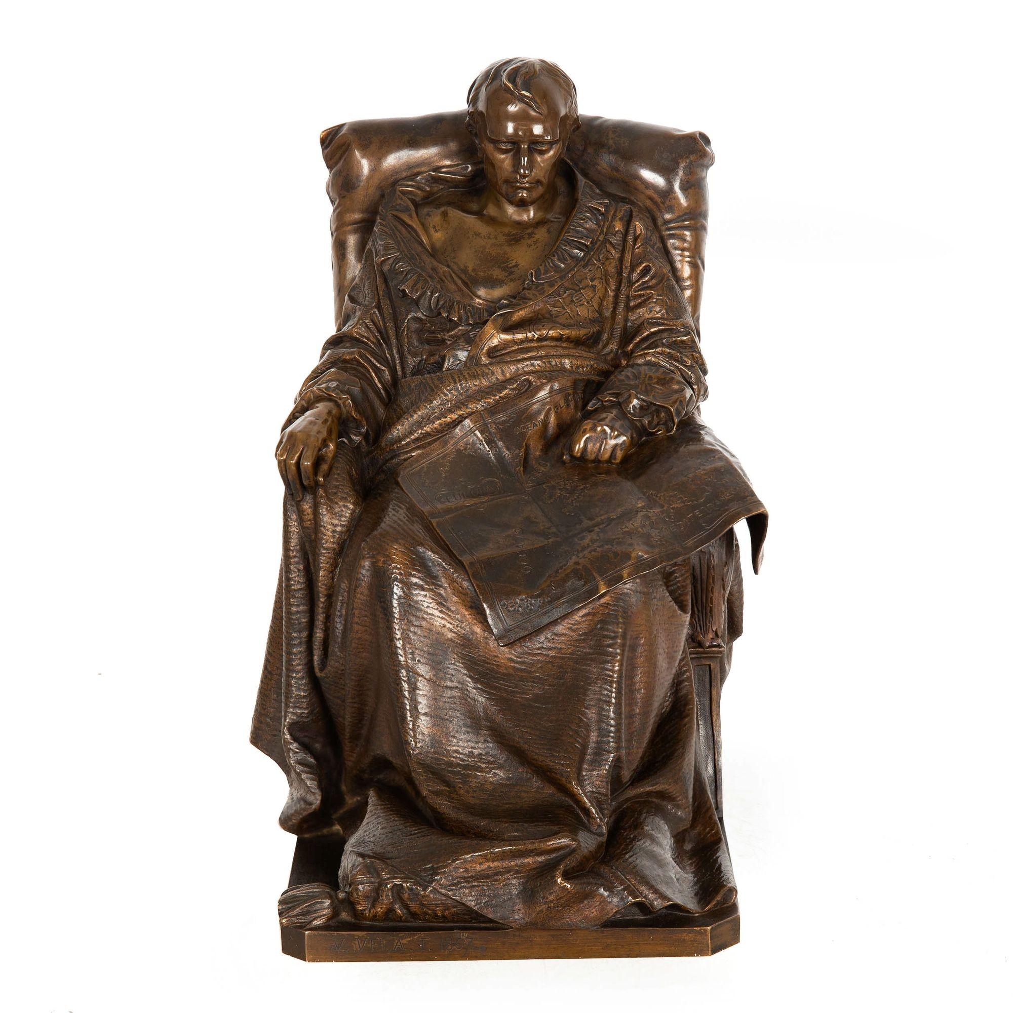 19th Century Rare French Bronze Sculpture “Last Days of Napoleon” after Vincenzo Vela For Sale