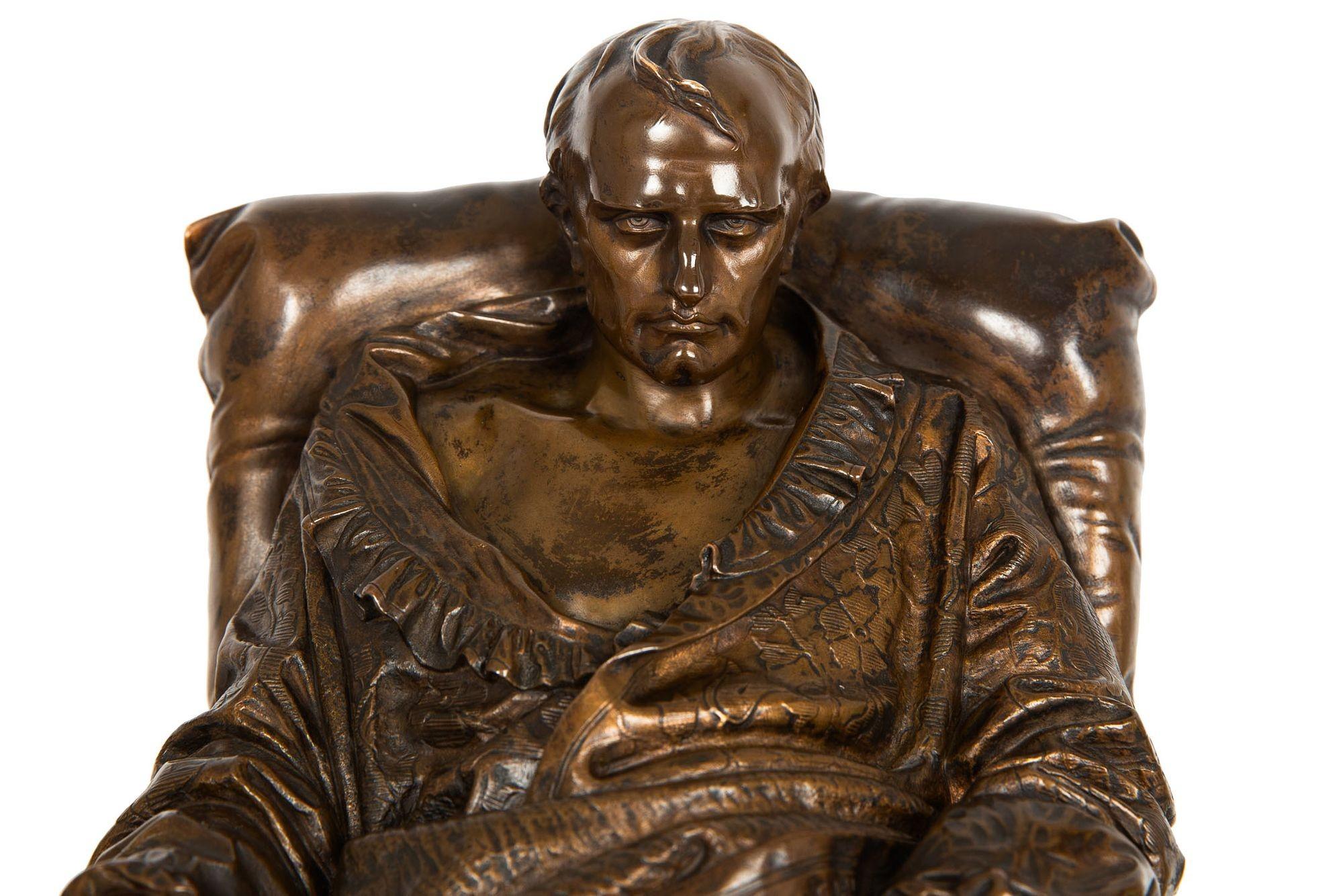 Seltene französische Bronzeskulptur der letzten Tage Napoleons aus Bronze nach Vincenzo Vela im Angebot 2