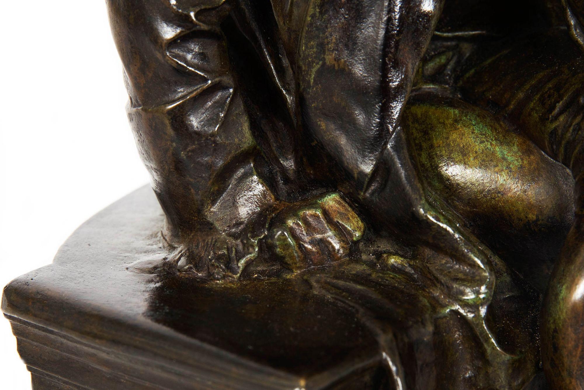 Romantic Rare French Bronze Sculpture of Antoine Lavoisier by Aimé-Jules Dalou