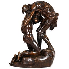 Rare French Bronze Sculpture “Return of Prodigal Son” by Ernest Dubois