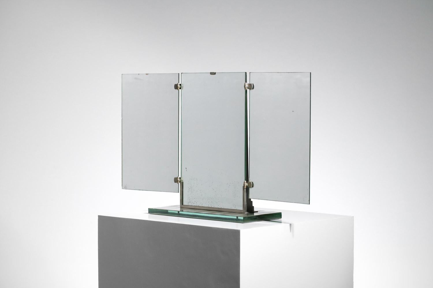 seltene Französisch Brot Glas Triptychon Spiegel aus den 40er / 50er Jahren Art déco modernist im Angebot 5