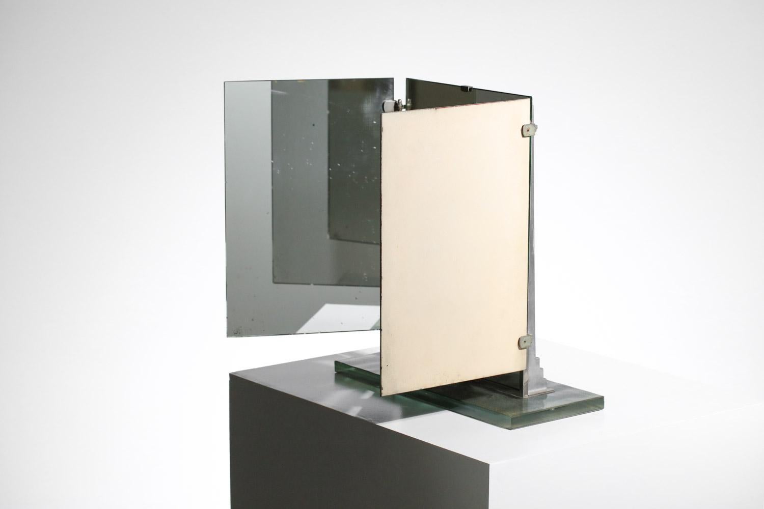 Milieu du XXe siècle rare miroir triptyque en verre Brot des années 40/50 art déco moderniste en vente