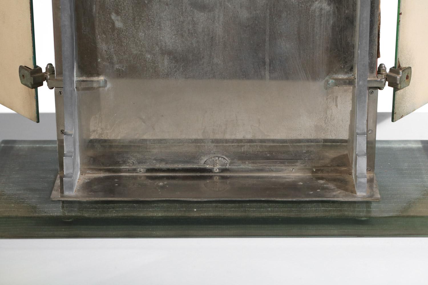 Métal rare miroir triptyque en verre Brot des années 40/50 art déco moderniste en vente