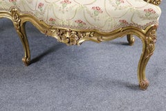 Seltene französische geschnitzte vergoldete Tete aus Nussbaumholz, Tete Gossip Settee, um 1890