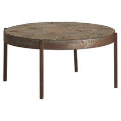 Mesa de centro francesa poco común, de cerámica y hierro, de Jacques Blin, década de los 60