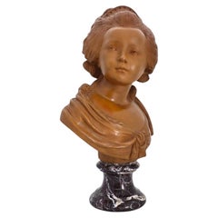 Rare French Classical Terra Cotta Bust Of Young Marie Antoinette c1890
