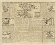 Rare French Colonial America Map, Jamaica Barbados Carolina, c.1719