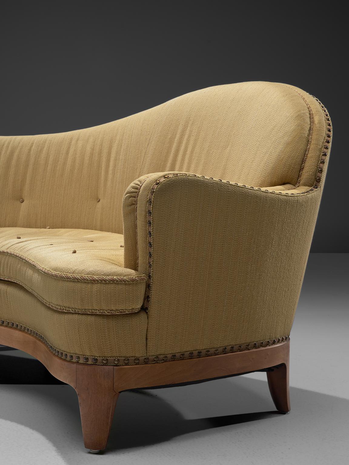 Rare French Curved Sofa with Asymetrical Backrest, 1930s 2