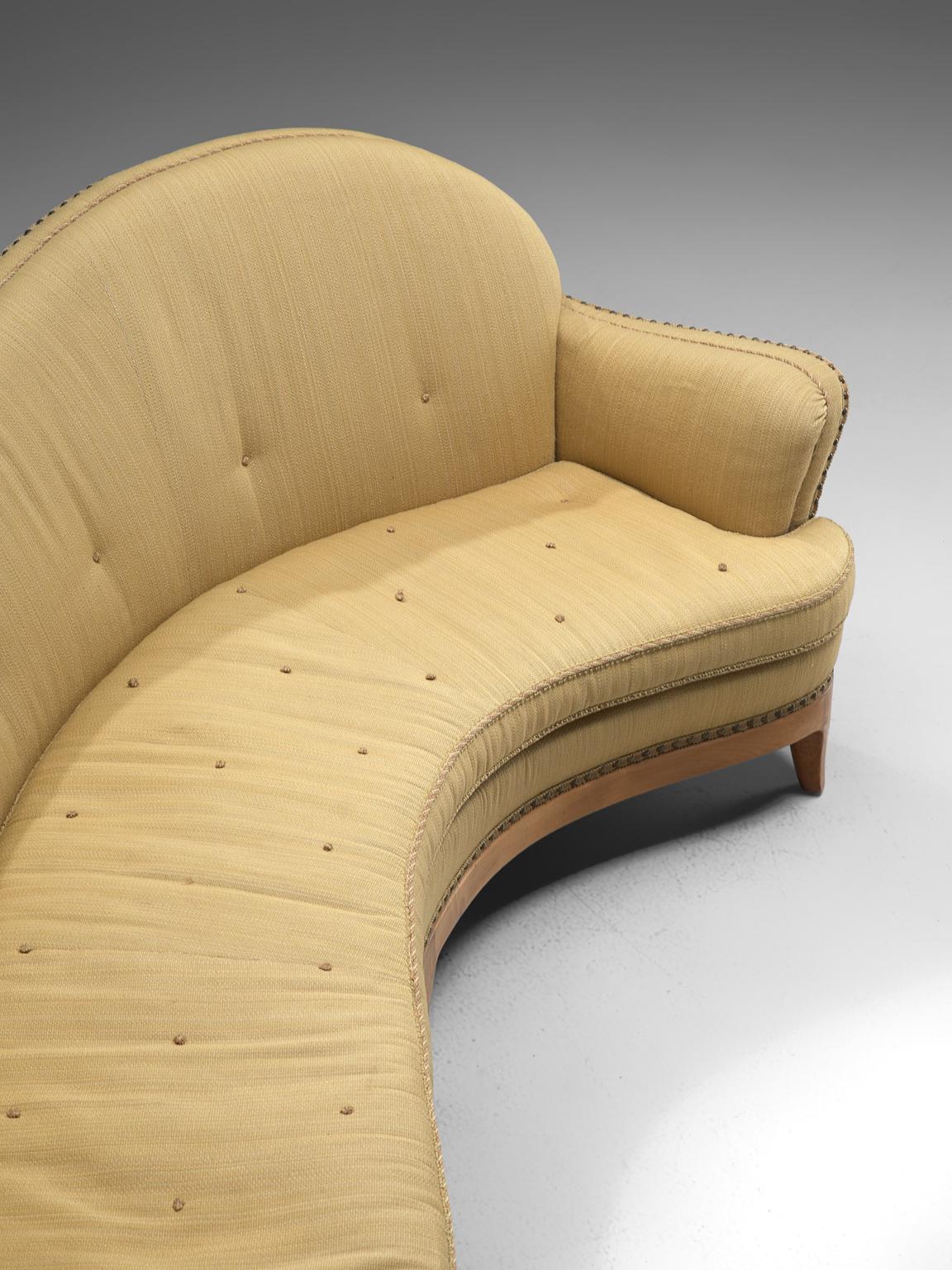 Rare French Curved Sofa with Asymmetrical Backrest, 1930s 2