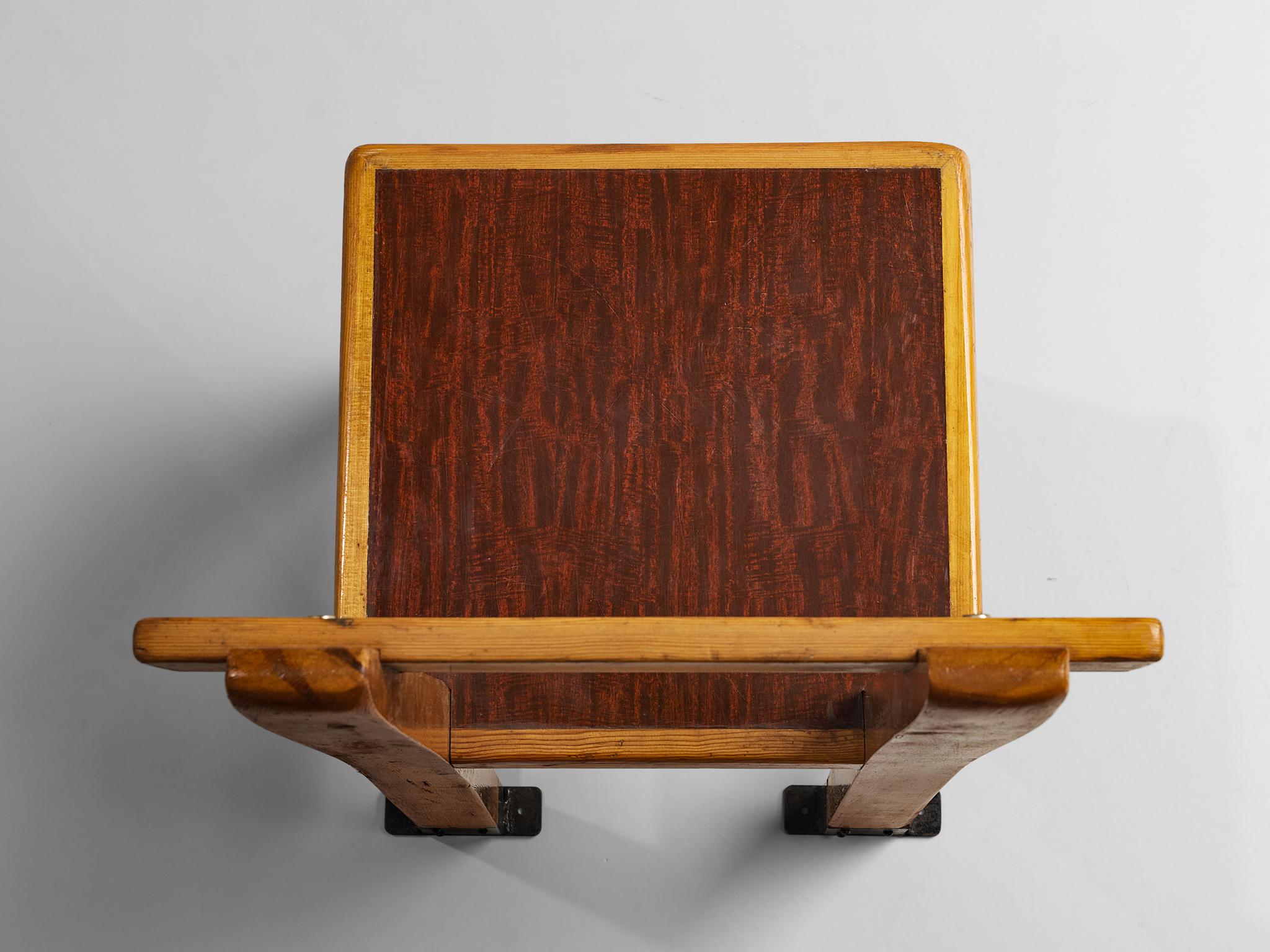 Mid-Century Modern Rare French Dining Chair in Pine with Metal Feet For Sale