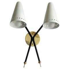Rare French Double-Arm Wall Light by Arlus