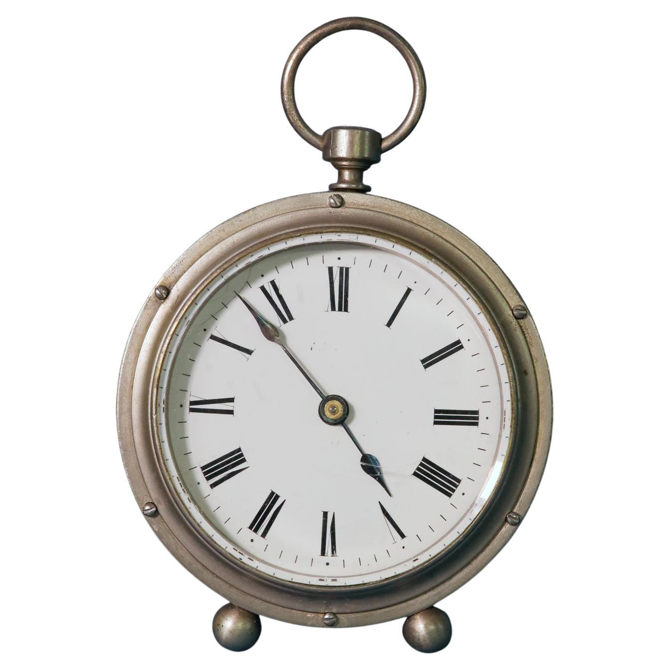 Rare horloge française à chariot tambour avecéchappement inhabituel en vente