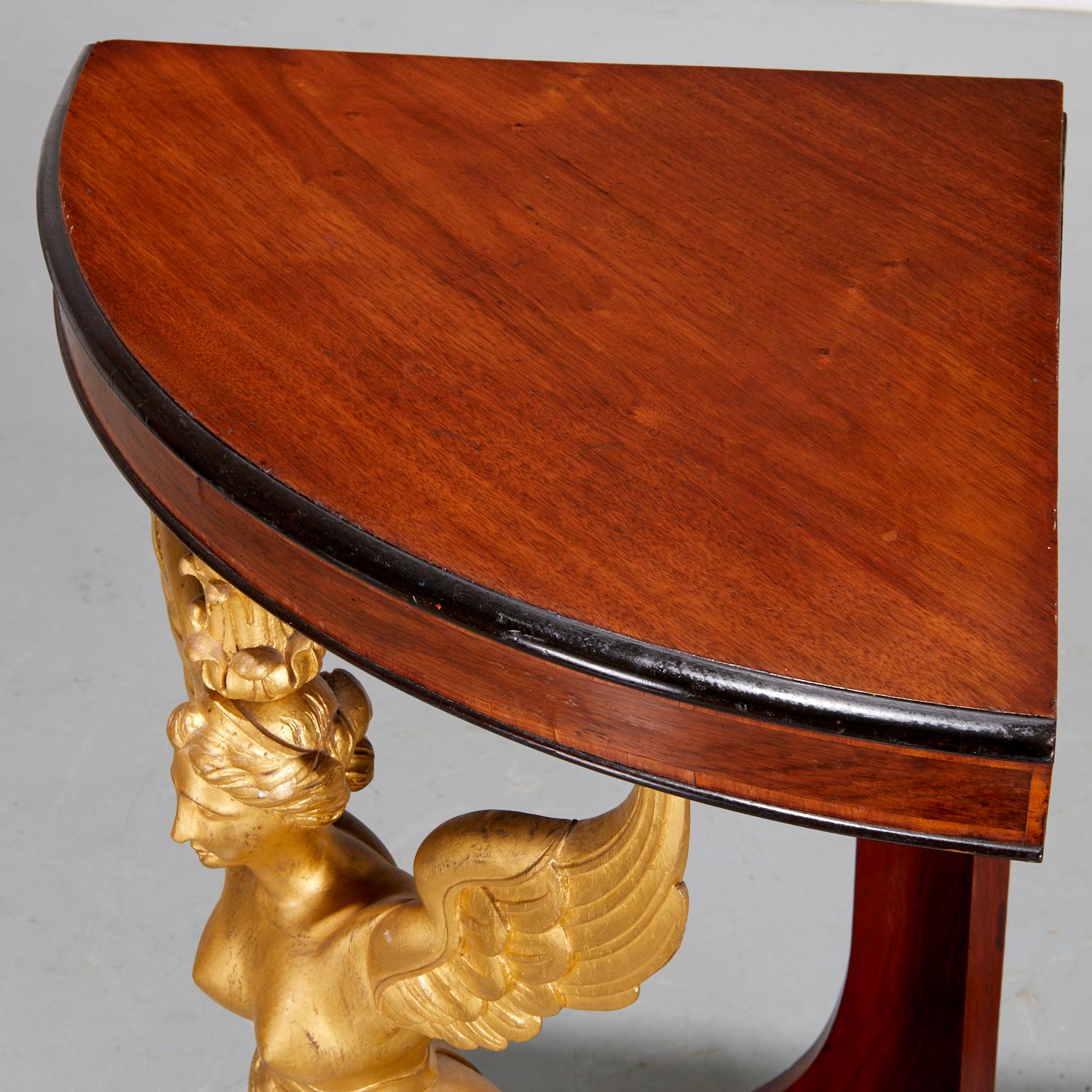19th Century Rare French Empire partially Gilt  Mahogany Corner Console or Encoignure For Sale
