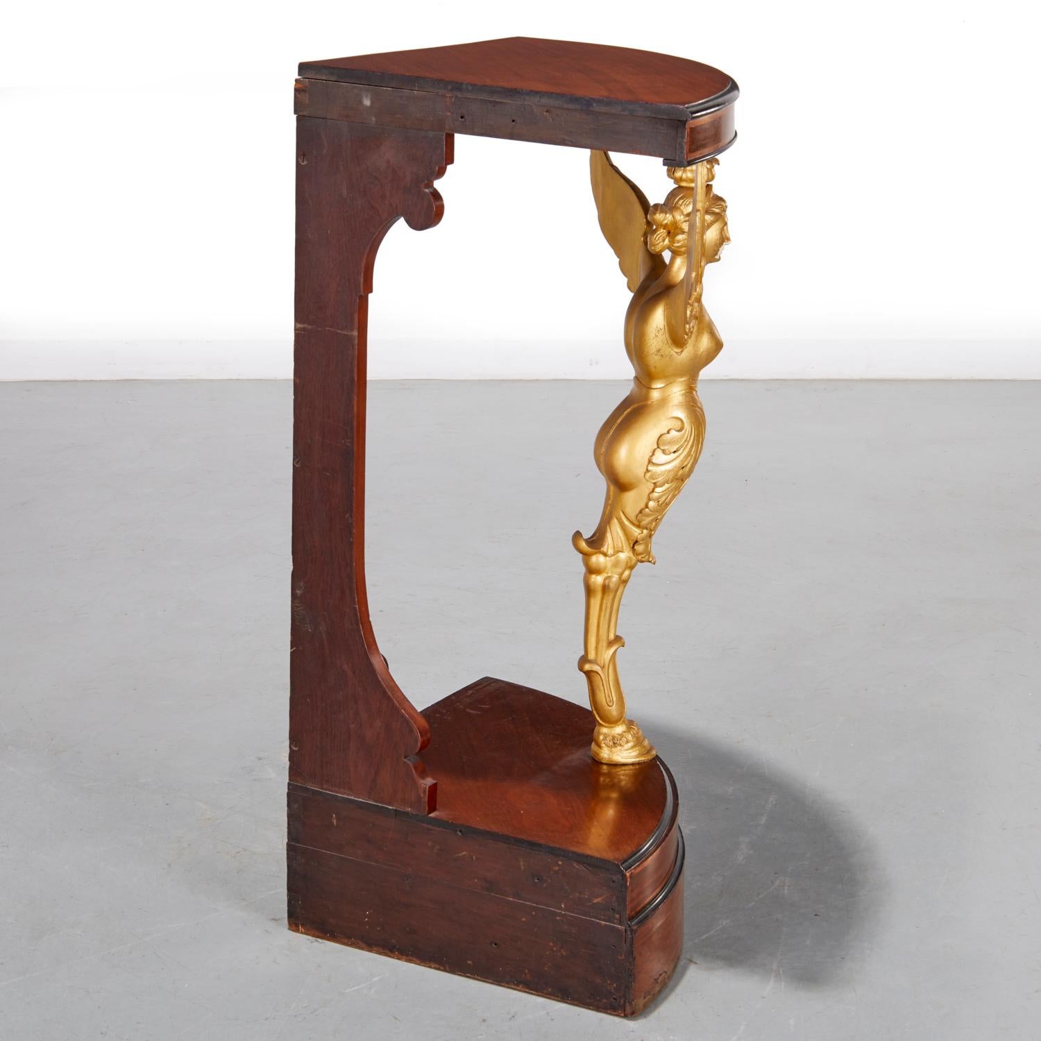 Rare French Empire partially Gilt  Mahogany Corner Console or Encoignure For Sale 2